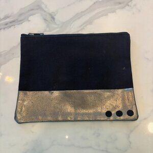 Three Dots Black Metallic Pouch Bag